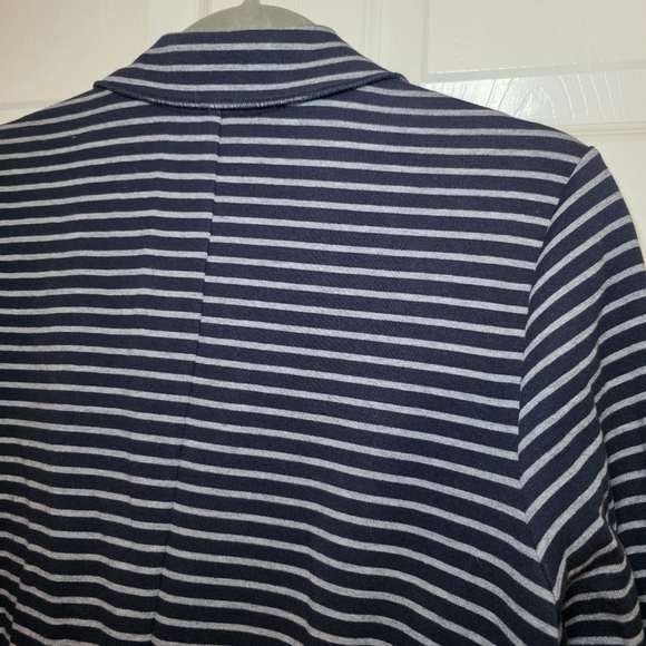 J. Jill Single Breasted Navy Striped Cotton Blend Blazer Jacket Size L - Picture 7 of 10